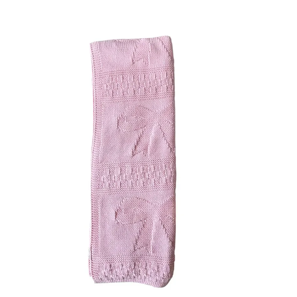 Brooks Brothers Pink Bow Knitted Throw Blanket 50x70 Designer Spring Decor NEW
